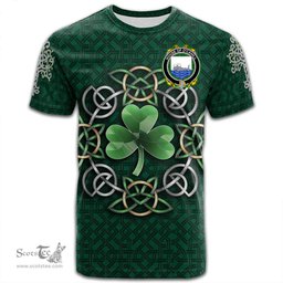 ScotsTee Shop Irish House of O CAHILL Coat of Arms Irish Crest T Shirt Irish Shamrock with Celtic Knot T Shirt