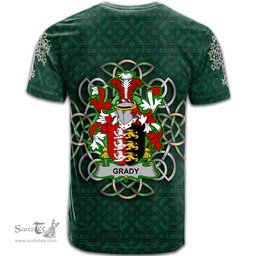 ScotsTee Shop Irish Grady or O Grady Coat of Arms Irish Crest T Shirt Irish Shamrock with Celtic Knot T Shirt