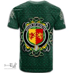 ScotsTee Shop Irish House of O HEYNE Coat of Arms Irish Crest T Shirt Irish Shamrock with Celtic Knot T Shirt