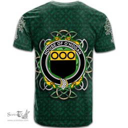 ScotsTee Shop Irish House of O HOGAN Coat of Arms Irish Crest T Shirt Irish Shamrock with Celtic Knot T Shirt