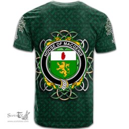 ScotsTee Shop Irish House of MACGENIS Coat of Arms Irish Crest T Shirt Irish Shamrock with Celtic Knot T Shirt