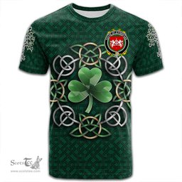 ScotsTee Shop Irish House of O FINNEGAN Coat of Arms Irish Crest T Shirt Irish Shamrock with Celtic Knot T Shirt
