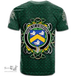 ScotsTee Shop Irish House of O MORONEY Coat of Arms Irish Crest T Shirt Irish Shamrock with Celtic Knot T Shirt