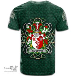ScotsTee Shop Irish Goodwin Coat of Arms Irish Crest T Shirt Irish Shamrock with Celtic Knot T Shirt