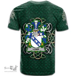 ScotsTee Shop Irish Lowe Coat of Arms Irish Crest T Shirt Irish Shamrock with Celtic Knot T Shirt
