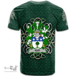 ScotsTee Shop Irish Kidd Coat of Arms Irish Crest T Shirt Irish Shamrock with Celtic Knot T Shirt