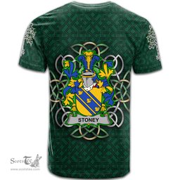 ScotsTee Shop Irish Stoney Coat of Arms Irish Crest T Shirt Irish Shamrock with Celtic Knot T Shirt