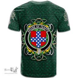 ScotsTee Shop Irish House of TAAFFE Coat of Arms Irish Crest T Shirt Irish Shamrock with Celtic Knot T Shirt