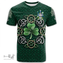 ScotsTee Shop Irish Reader Coat of Arms Irish Crest T Shirt Irish Shamrock with Celtic Knot T Shirt