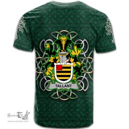ScotsTee Shop Irish Tallant or Tallon Coat of Arms Irish Crest T Shirt Irish Shamrock with Celtic Knot T Shirt