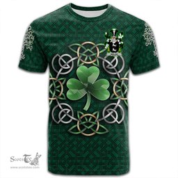 ScotsTee Shop Irish Neilan or O Neylan Coat of Arms Irish Crest T Shirt Irish Shamrock with Celtic Knot T Shirt