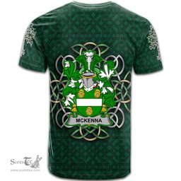 ScotsTee Shop Irish McKenna or Kennagh Coat of Arms Irish Crest T Shirt Irish Shamrock with Celtic Knot T Shirt