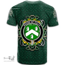ScotsTee Shop Irish House of TULLY MACATILLA Coat of Arms Irish Crest T Shirt Irish Shamrock with Celtic Knot T Shirt
