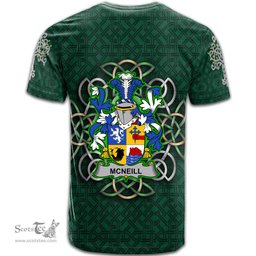 ScotsTee Shop Irish Neill or McNeill Coat of Arms Irish Crest T Shirt Irish Shamrock with Celtic Knot T Shirt