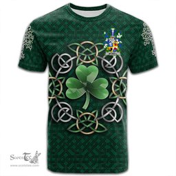 ScotsTee Shop Irish Neill or McNeill Coat of Arms Irish Crest T Shirt Irish Shamrock with Celtic Knot T Shirt