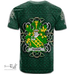 ScotsTee Shop Irish Pearse Coat of Arms Irish Crest T Shirt Irish Shamrock with Celtic Knot T Shirt