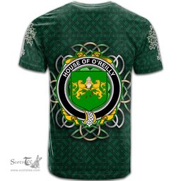 ScotsTee Shop Irish House of O REILLY Coat of Arms Irish Crest T Shirt Irish Shamrock with Celtic Knot T Shirt