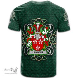 ScotsTee Shop Irish Lambert Coat of Arms Irish Crest T Shirt Irish Shamrock with Celtic Knot T Shirt