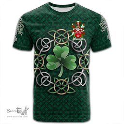 ScotsTee Shop Irish Lambert Coat of Arms Irish Crest T Shirt Irish Shamrock with Celtic Knot T Shirt