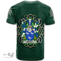 ScotsTee Shop Irish Magill Coat of Arms Irish Crest T Shirt Irish Shamrock with Celtic Knot T Shirt