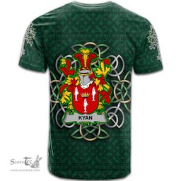 ScotsTee Shop Irish Kyan or O Kyan Coat of Arms Irish Crest T Shirt Irish Shamrock with Celtic Knot T Shirt