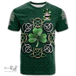 ScotsTee Shop Irish Lill Coat of Arms Irish Crest T Shirt Irish Shamrock with Celtic Knot T Shirt