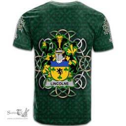 ScotsTee Shop Irish Lincolne Coat of Arms Irish Crest T Shirt Irish Shamrock with Celtic Knot T Shirt