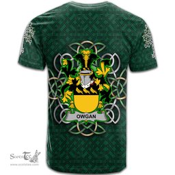 ScotsTee Shop Irish Owgan Coat of Arms Irish Crest T Shirt Irish Shamrock with Celtic Knot T Shirt