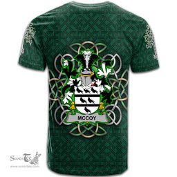 ScotsTee Shop Irish McCoy Coat of Arms Irish Crest T Shirt Irish Shamrock with Celtic Knot T Shirt