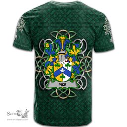 ScotsTee Shop Irish Pike Coat of Arms Irish Crest T Shirt Irish Shamrock with Celtic Knot T Shirt