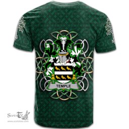 ScotsTee Shop Irish Temple Coat of Arms Irish Crest T Shirt Irish Shamrock with Celtic Knot T Shirt