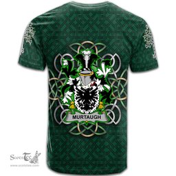 ScotsTee Shop Irish Murtaugh Coat of Arms Irish Crest T Shirt Irish Shamrock with Celtic Knot T Shirt