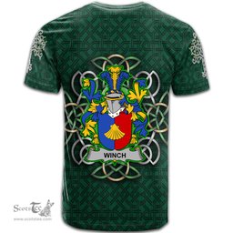 ScotsTee Shop Irish Winch Coat of Arms Irish Crest T Shirt Irish Shamrock with Celtic Knot T Shirt