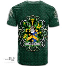 ScotsTee Shop Irish Wright Coat of Arms Irish Crest T Shirt Irish Shamrock with Celtic Knot T Shirt