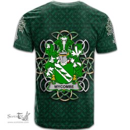 ScotsTee Shop Irish Wycombe Coat of Arms Irish Crest T Shirt Irish Shamrock with Celtic Knot T Shirt