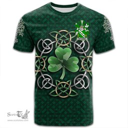 ScotsTee Shop Irish Wycombe Coat of Arms Irish Crest T Shirt Irish Shamrock with Celtic Knot T Shirt