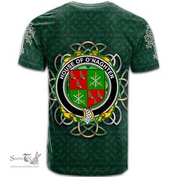 ScotsTee Shop Irish House of O NAGHTEN Coat of Arms Irish Crest T Shirt Irish Shamrock with Celtic Knot T Shirt