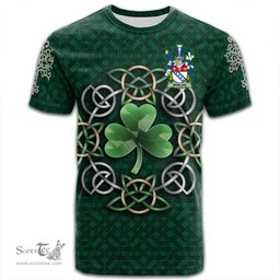 ScotsTee Shop Irish Whelan Coat of Arms Irish Crest T Shirt Irish Shamrock with Celtic Knot T Shirt