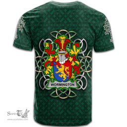 ScotsTee Shop Irish Wormington Coat of Arms Irish Crest T Shirt Irish Shamrock with Celtic Knot T Shirt