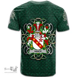 ScotsTee Shop Irish Vance Coat of Arms Irish Crest T Shirt Irish Shamrock with Celtic Knot T Shirt
