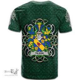 ScotsTee Shop Irish Tilson Coat of Arms Irish Crest T Shirt Irish Shamrock with Celtic Knot T Shirt