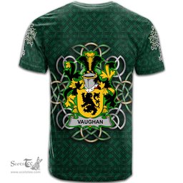 ScotsTee Shop Irish Vaughan Coat of Arms Irish Crest T Shirt Irish Shamrock with Celtic Knot T Shirt