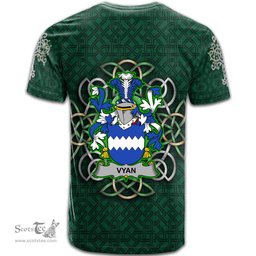 ScotsTee Shop Irish Vyan Coat of Arms Irish Crest T Shirt Irish Shamrock with Celtic Knot T Shirt