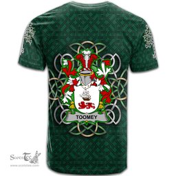 ScotsTee Shop Irish Toomey or O Twomey Coat of Arms Irish Crest T Shirt Irish Shamrock with Celtic Knot T Shirt