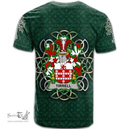 ScotsTee Shop Irish Tirrell Coat of Arms Irish Crest T Shirt Irish Shamrock with Celtic Knot T Shirt
