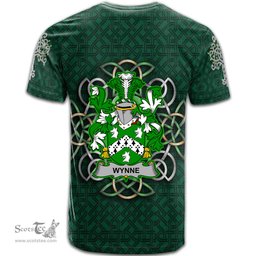 ScotsTee Shop Irish Wynne Coat of Arms Irish Crest T Shirt Irish Shamrock with Celtic Knot T Shirt