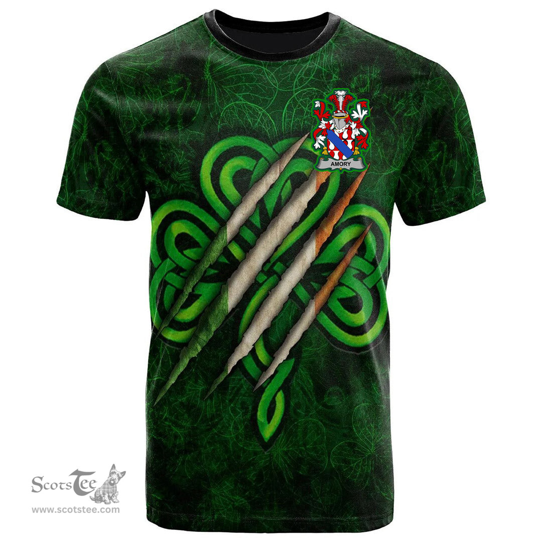 ScotsTee Shop Irish Amory Coat of Arms Irish T Shirt Irish In Me Shamrock Scratch