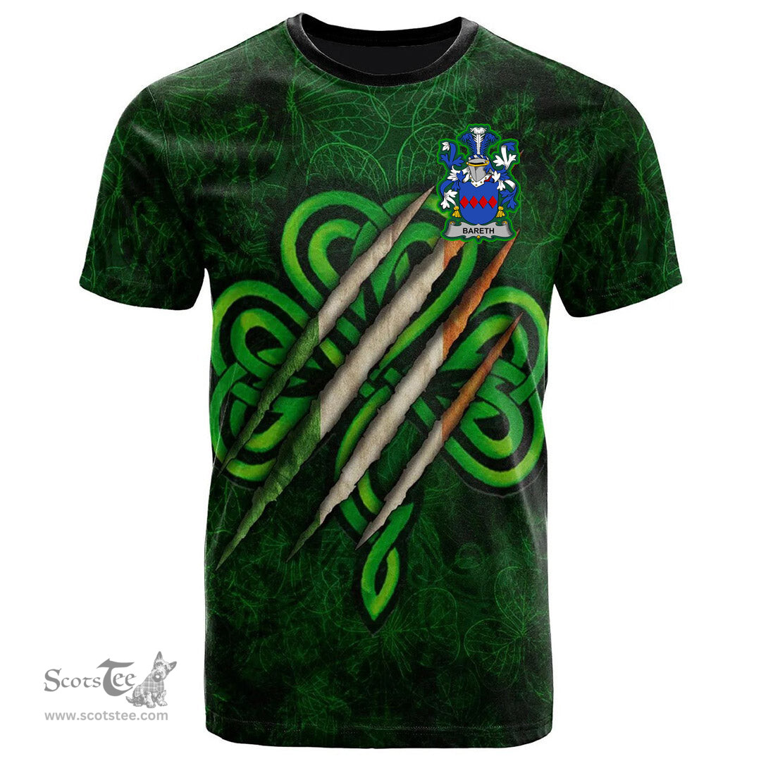 ScotsTee Shop Irish Bareth Coat of Arms Irish T Shirt Irish In Me Shamrock Scratch
