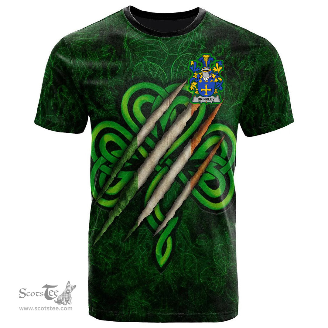 ScotsTee Shop Irish Brinkley Coat of Arms Irish T Shirt Irish In Me Shamrock Scratch