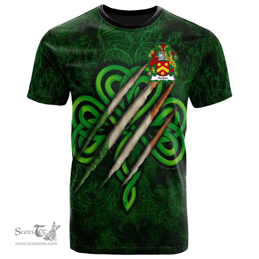 ScotsTee Shop Irish Forkin Coat of Arms Irish T Shirt Irish In Me Shamrock Scratch